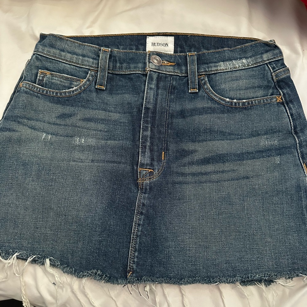 Hudson Jeans Distressed Blue Mini Skirt
